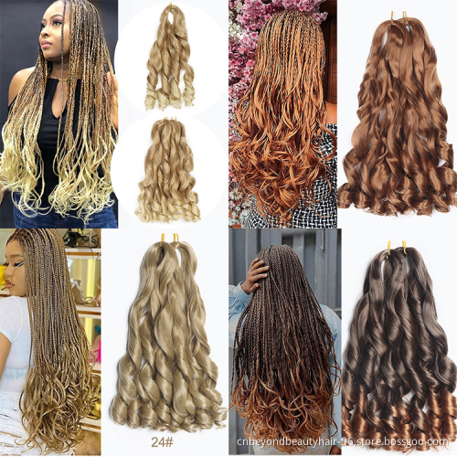 Free Sample Silky Pony Style Wavy Braiding  Hair Spiral Curly Hair Extensions French Curls Synthetic Curly Braiding Hair